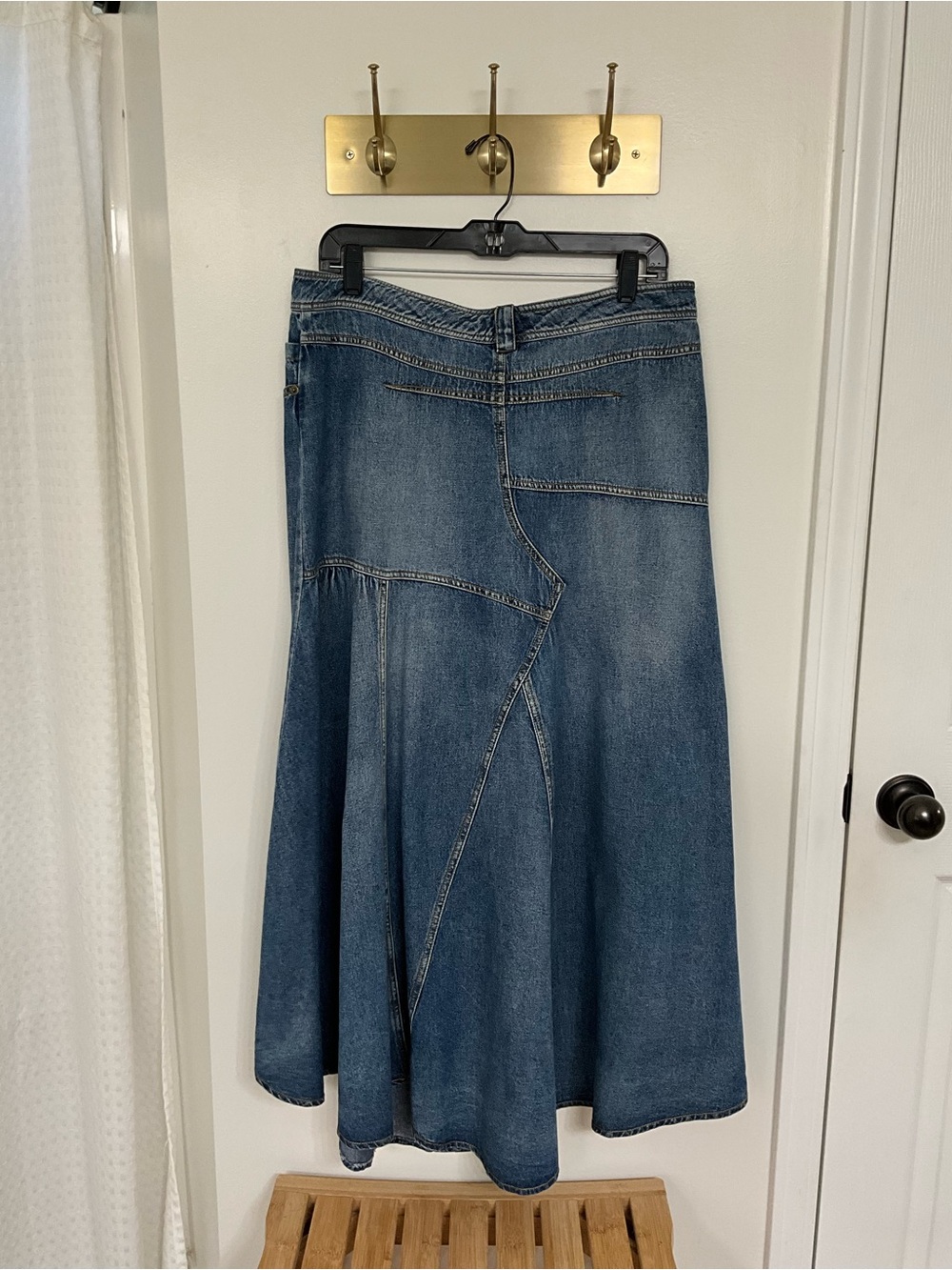 Boston Proper Blue Denim Skirt with Contrast Stitching - Picture 4 of 6